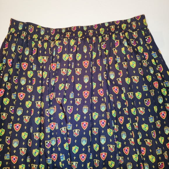Vintage Chaus Rayon Pleated Novelty Midi Skirt - Picture 3 of 10